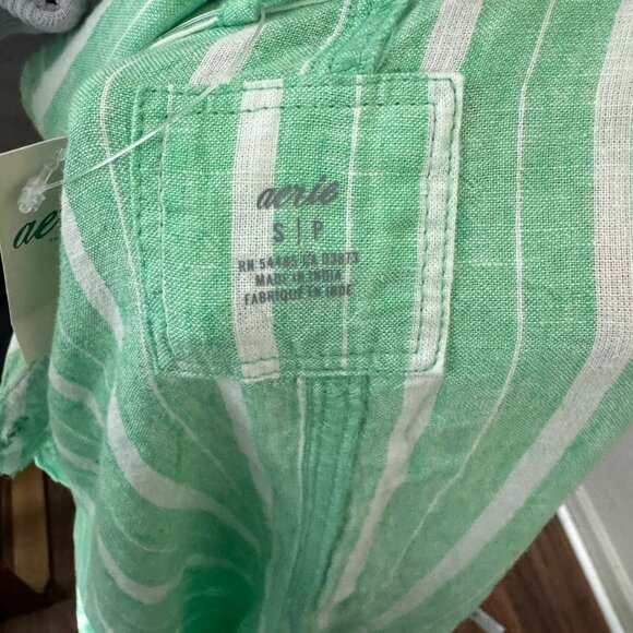 NWT Aerie Womens Pool To Party Linen Blend Cover Up Green White Stripe Size  S - Picture 4 of 7